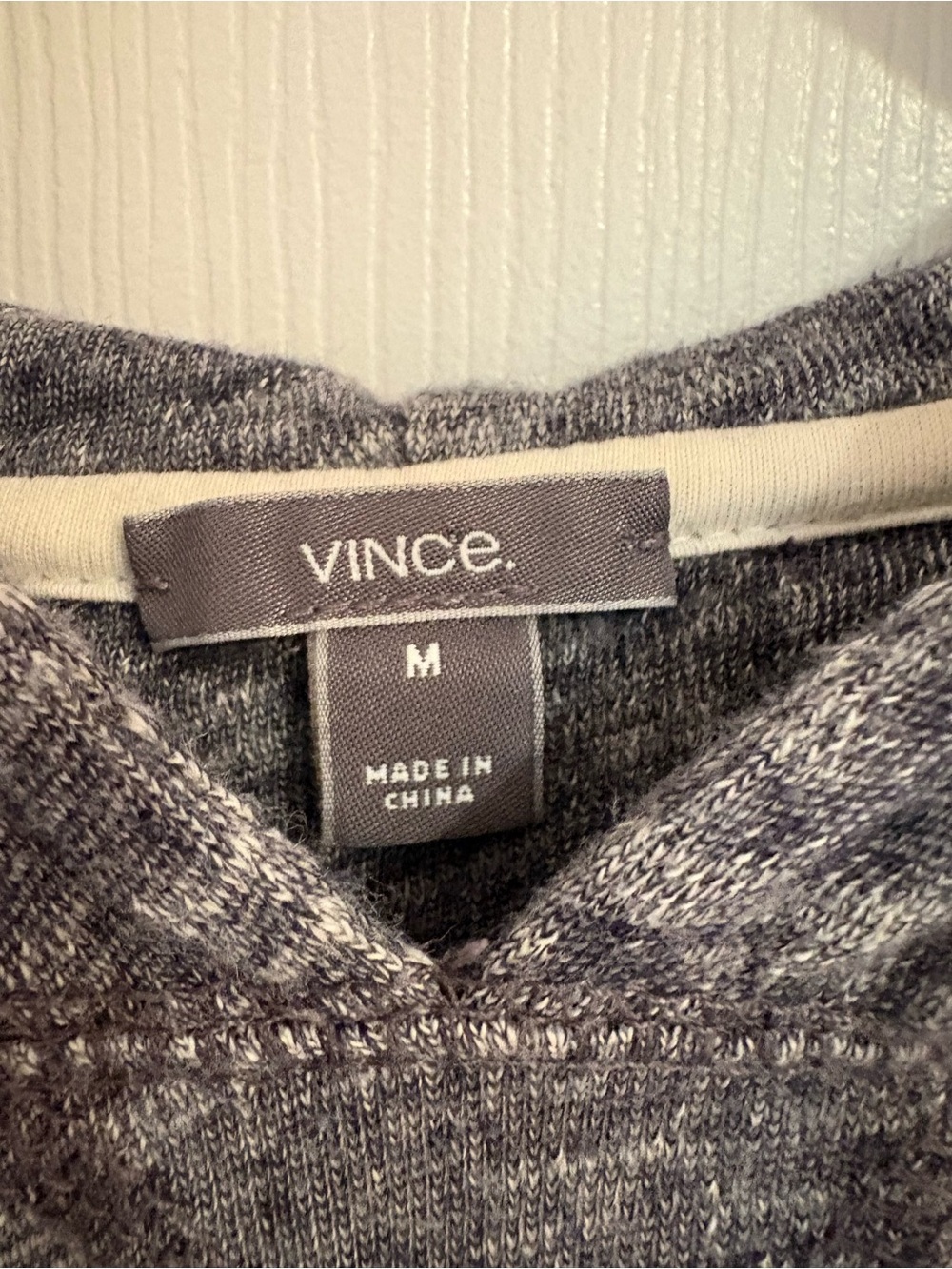 Vince Cotton Heathered Charcoal/Blue White Pullover Hoodie - Picture 5 of 6